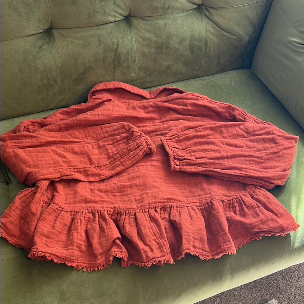 Free People Rust Ruffle Top - Picture 5 of 5